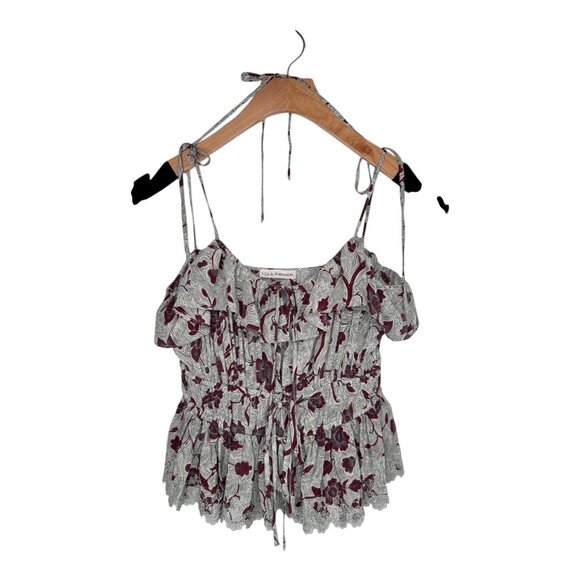 ULLA JOHNSON Luella Ruffled Floral-print Broderie Anglaise Silk Camisole - Picture 4 of 8